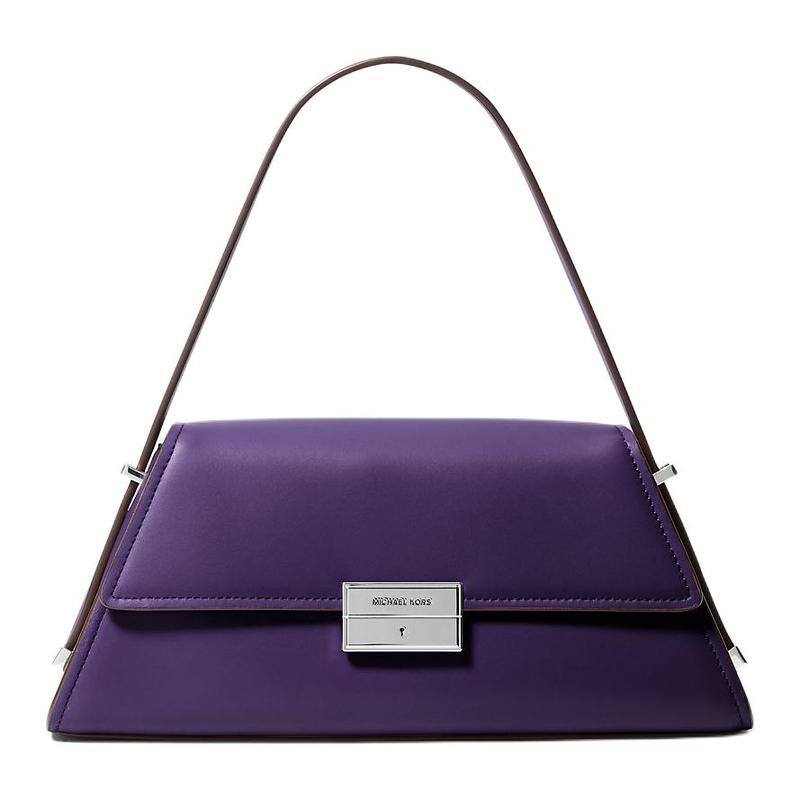 MICHAEL KORS Ludlow Signature Metallic Cowhide Shoulder Bag Medium Women s Dark Purple золотой