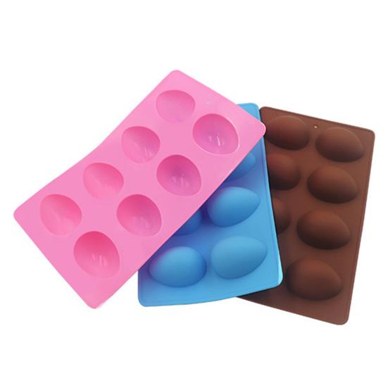 Egg Shaped Silicone Mold for Baking 8-Cavity Food-Grade Non-Stick Chocolate Molds Flexible Easter Freezer Molds Dishwasher Safe Cake Jello