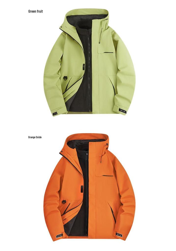 Men's & Women's 3-in-1 Detachable Hooded Jacket - Windproof, Waterproof, for Spring/Autumn Hiking & Mountaineering