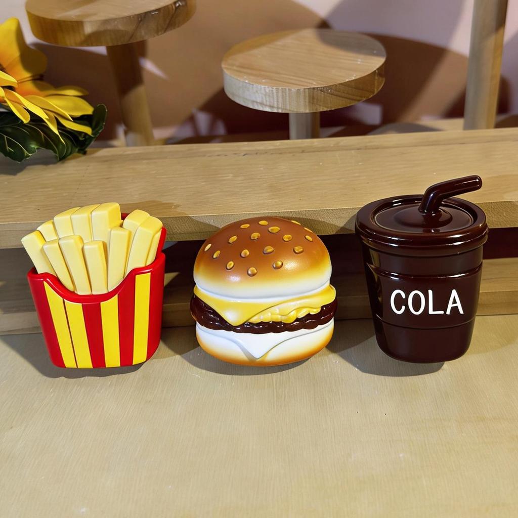 DIY Scented Food Toy Pack: Hamburger, Fries & Cola Refrigerator Magnet Kit