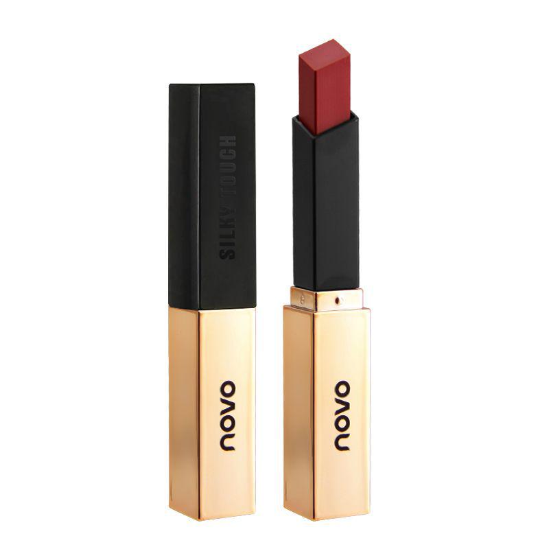 NOVO5266 Velvet Fine Matte Lipstick: Moisturizing & Hydrating Little Gold Bar with Net Red Square Tube