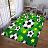 Soccer Ball and Yellow Stars Printed Green Carpet for Living Room Suitable for use as an anti-slip for living room bedroom sofas
