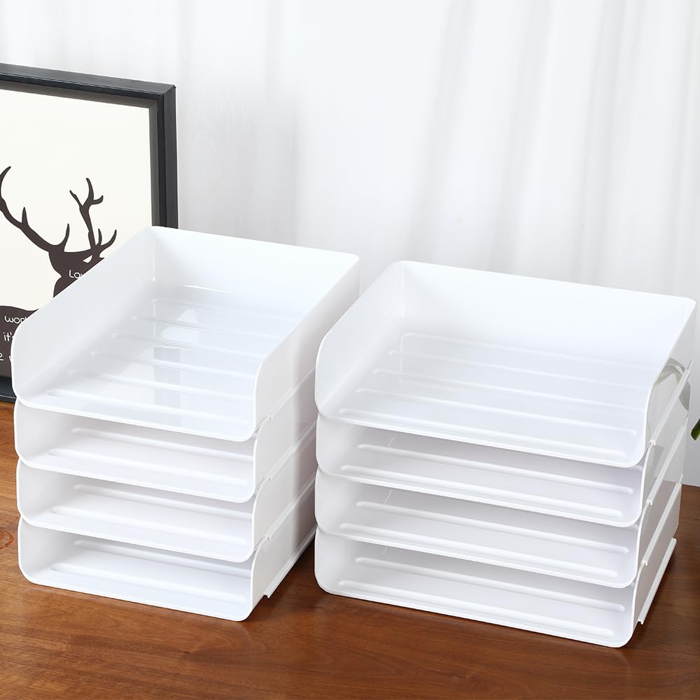 A4 Vertical Document Letter Letter Storage for 4-tier Tray, Case, Tray, Books, Etc. (4pcs/set, White)