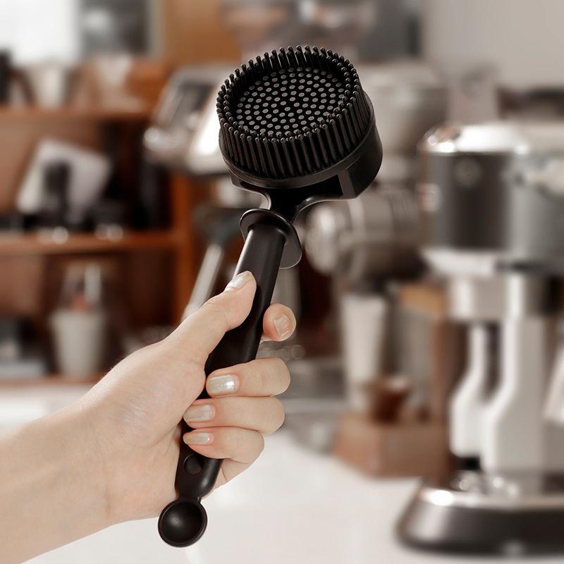 Kaffeemaschinen-Reinigungsbürste halbautomatische Brühkopfreinigungsbürste Filterkopf Nylon Kunststoff weiche Silikonwolle