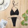 Damen S Einfarbiges Dreieckskörbchen Bikini-Badeanzug-Set