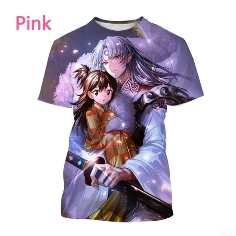 Summer Anime Inuyasha 3D Printing Personalized T-shirt Men and Women Japanese Harajuku Style Casual Round Neck Short-sleeved