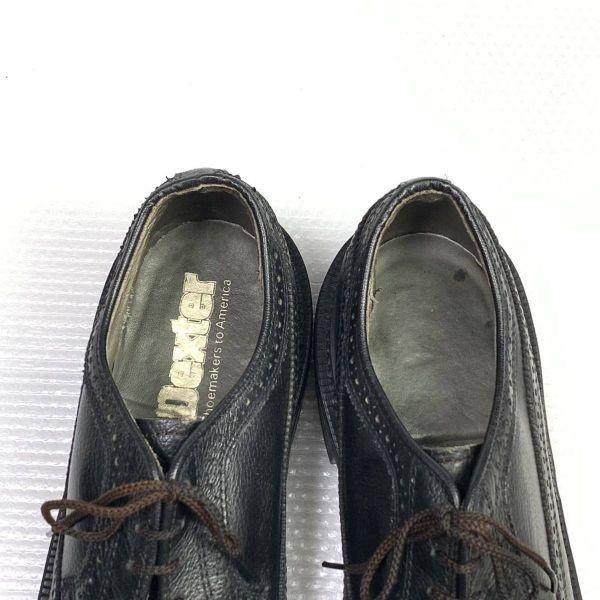 USED/80s 90s Vintage USA Made Dexter Size 9.5C 26.5 27.0cm Long Wingtip Black