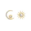 Star Moon Earrings Women Asymmetrical Elegant Pure Silver Earrings Fashion Jewelry