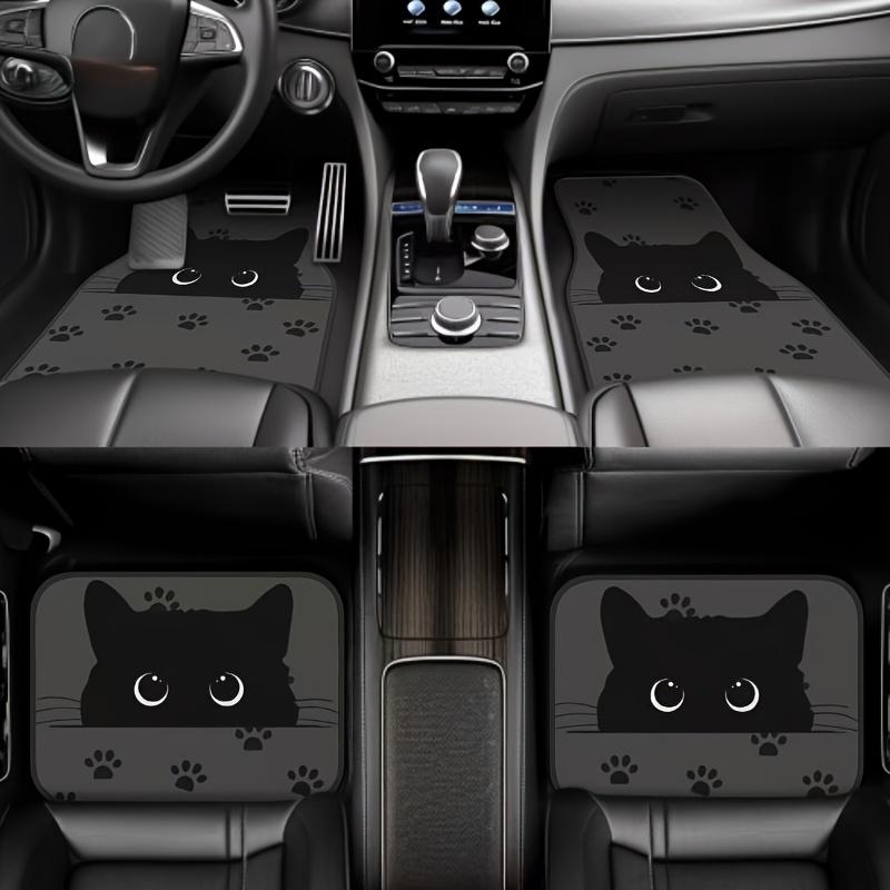 

Car Floor Mats, Cute Black Cat Car Floor Mats, Charming Cat Printed Anti Slip Mats with Big Eyes, Universal Car Floor Mats Transparent