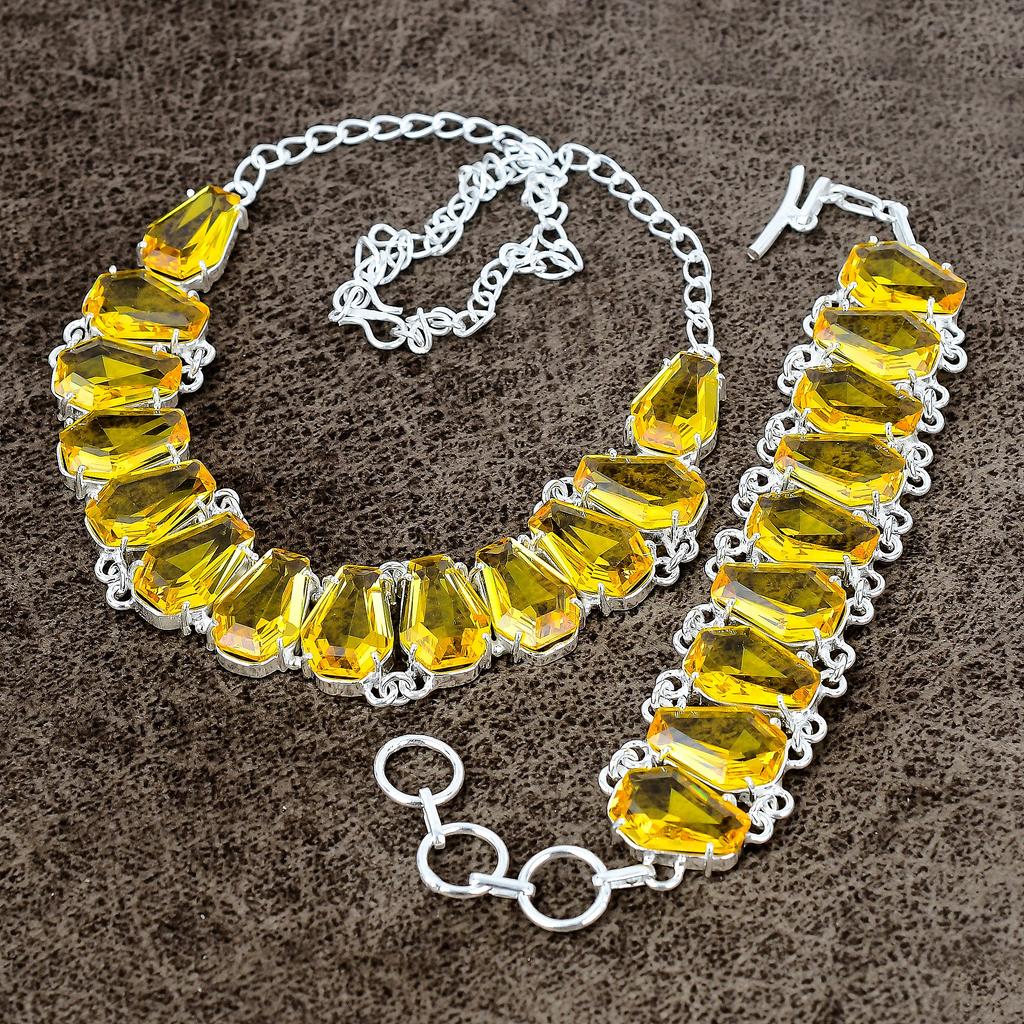 Citrine Gemstone Handmade  925 Sterling Silver Jewelry Set KKG-449