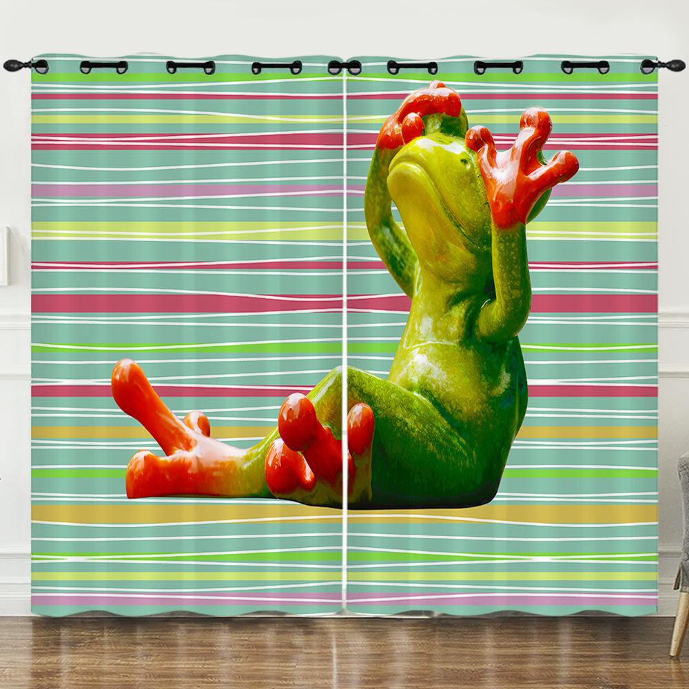 

Штора Мультяшное Животное Смешная Лягушка 3D Цифровая Печать Светонепроницаемая Штора На Люверсах 97cm*114cm*2