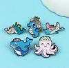 Creative Ocean Animal Brooch Set: Narwhal, Seahorse, Octopus Cartoon Pins for Backpacks