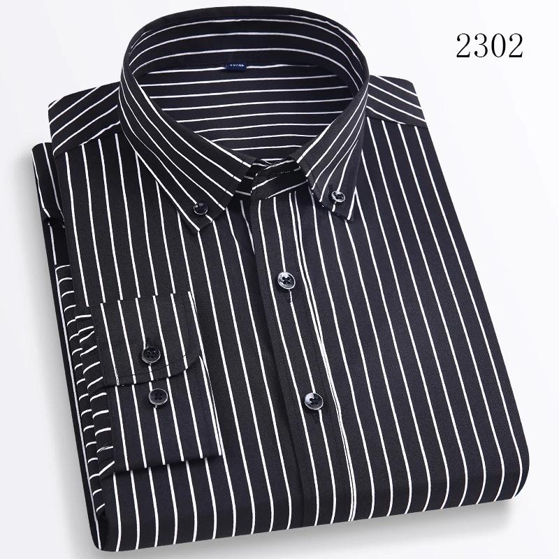 Men's Long Sleeve Casual Shirts No Iron Striped Button Up Square Collar Soft Skin New Style Daily Business Dress Shirts Clothing