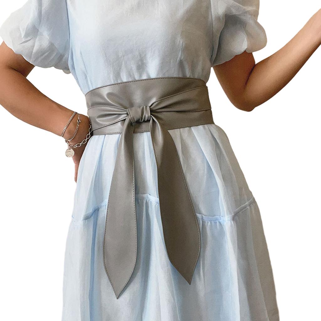 Waist Belt Obi Belt Knotted Self Tie Wrap Belt for Wrap Dress Halter Dress Wide Cinches Belt Soft PU Tie Up for Girls