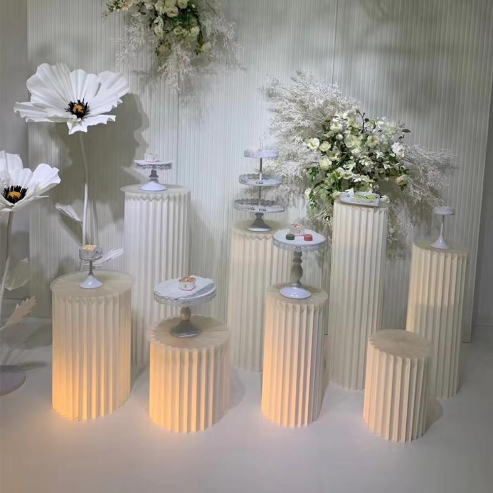 Paper Cylinder Display Stand Foldable Table Columns Roman Column Flower Stand  Wedding Party