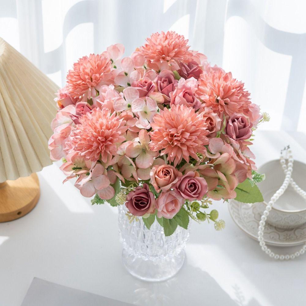 Wedding Wreath Artificial Rose Flower Chrysanthemum Silk Hydrangea Simulated Flowers Home Decor
