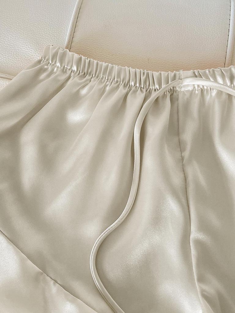 Set de pijamale din 3 piese pentru femei, la modă, cu bretele subțiri, top scurt și pantaloni scurți