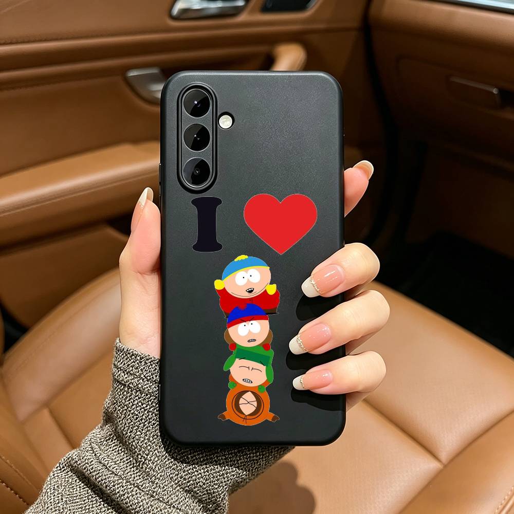 Classic S-South P-Park-SP Black Soft Silicone Phone Case for Samsung Galaxy A73, A71, A72, A70, A53, A52, A51