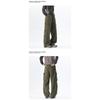 Men Vintage Crinkled Loose Outdoor Functional Hiking Cargo Paratrooper Pants