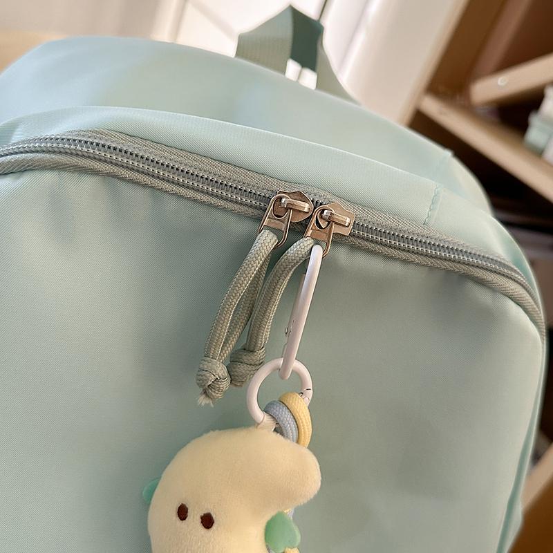 Girls' Solid Color Backpack Junior High School Students Lightweight Schoolbag Large Capacity Backpack