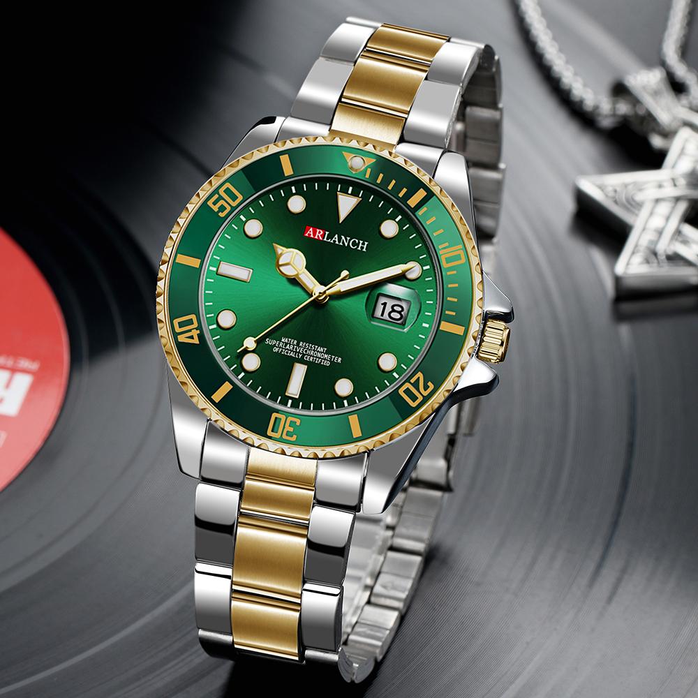 Business Men's Watch Fashion Trend Stainless Steel Green Ghost Diver Series Blue Gradual Gold Classic Men's Quartz Watches