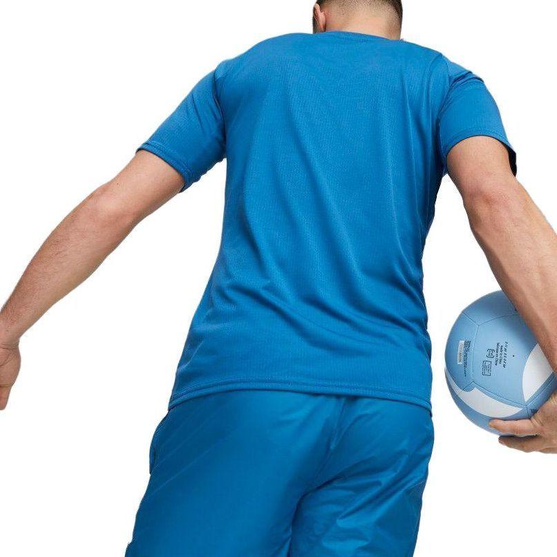 Puma Round Neck Printed Sports Short Sleeve Football Jersey Manchester City Prematch 23-24 Season Men Tops Blue 772844-10