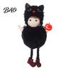 Cute Spooky Plush Toy Halloween Hanging Witch Doll with Lanyard, Furry Pom Lace Details Ball Ornament for Doors Windows Trees Party Decor Bar