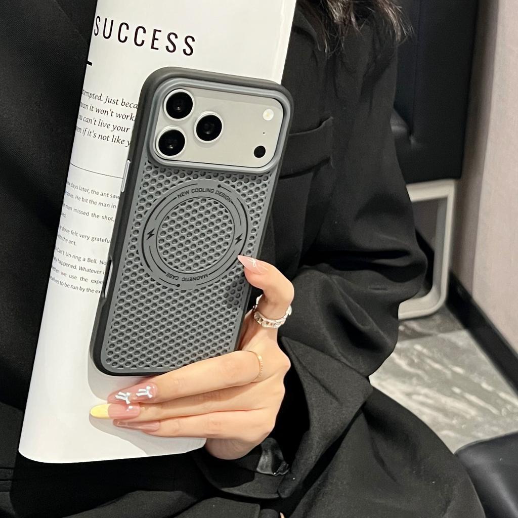 Applicable To Apple 17PPromax Mobile Phone Case, Honeycomb Heat Dissipation Magnetic Suction iPhone16 Metal Button 15 Protective Case