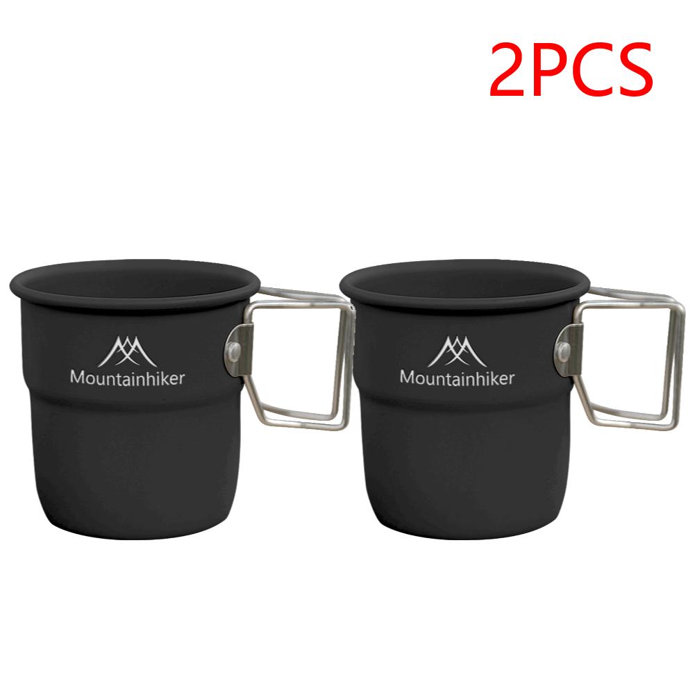 1-5PCS 300ml Camping Water Cup with Foldable Handle Picnic Water Mug Aluminum Alloy Lightweight Camping Cup for Outdoor