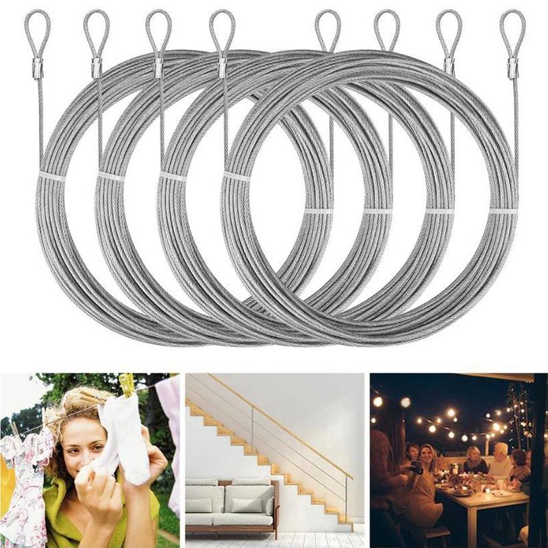 1/10M Stainless Steel Wire Canopy Rope DIY Pull Cord Wire Ropes Fishing Lifting Cable Hanging Clothes Rustproof Hardware Tools