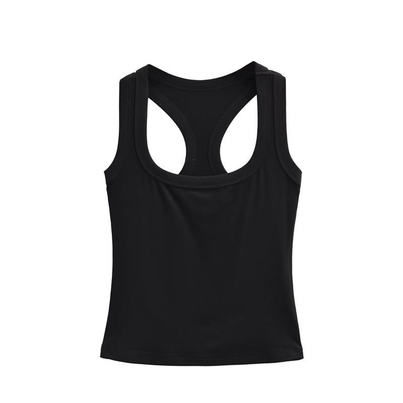 

Retro Square Neck Wide Shoulder Camisole for Women - Slim Fit, Versatile Basic Top Small чёрный