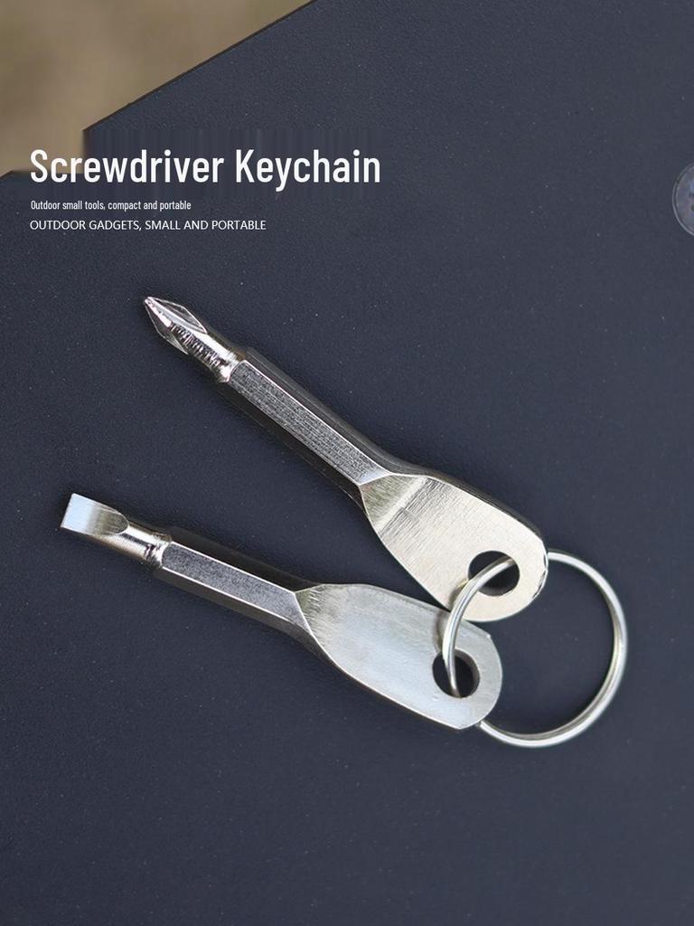 Portable EDC Multi-tool Pocket Screwdriver with Flathead, Phillips Heads, and Keychain