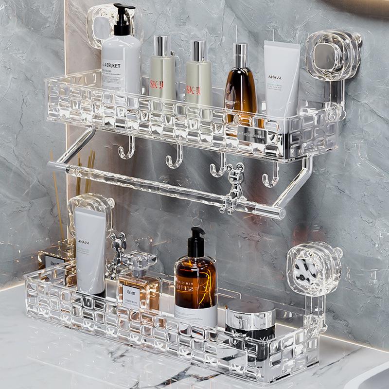 Punch-Free Bathroom Shower Storage Rack - Suction Cup Wall-Mounted Organizer
