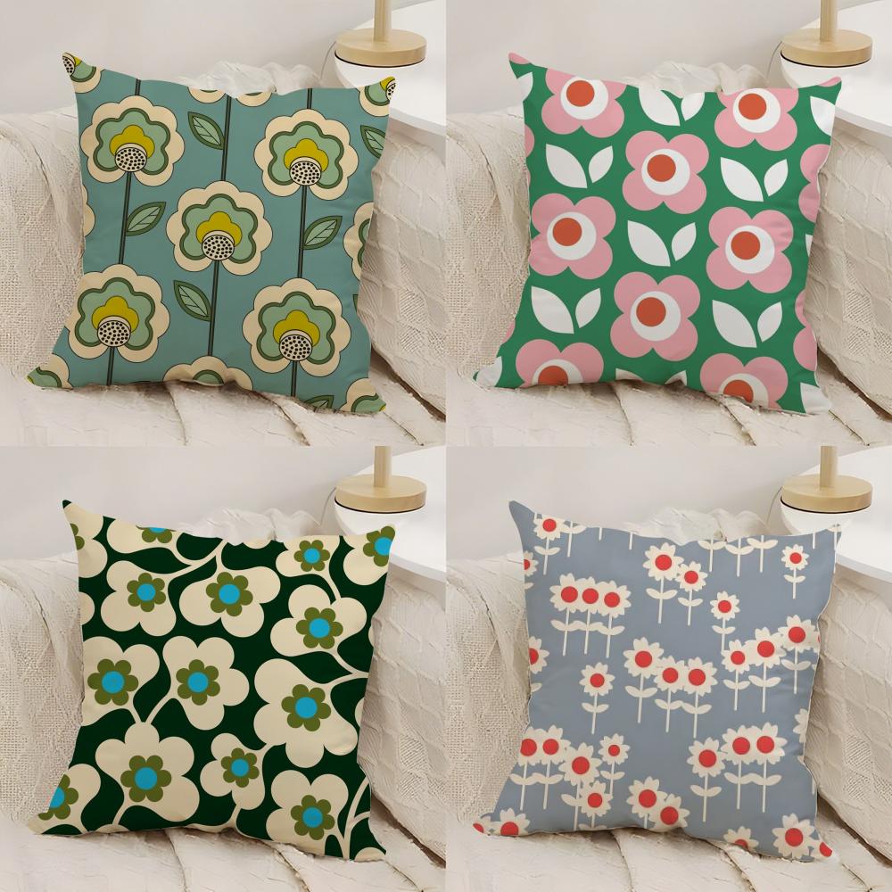 OOrla Kiely Flower Cushion Cover Silky Short Plush DoubleSided Printed Pillow Case for Sofa All Seasons Home Decor Gift