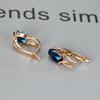 Crystal Purple Oval Stone Jewelry Rose Gold Color Wedding Hoop Earrings For Women