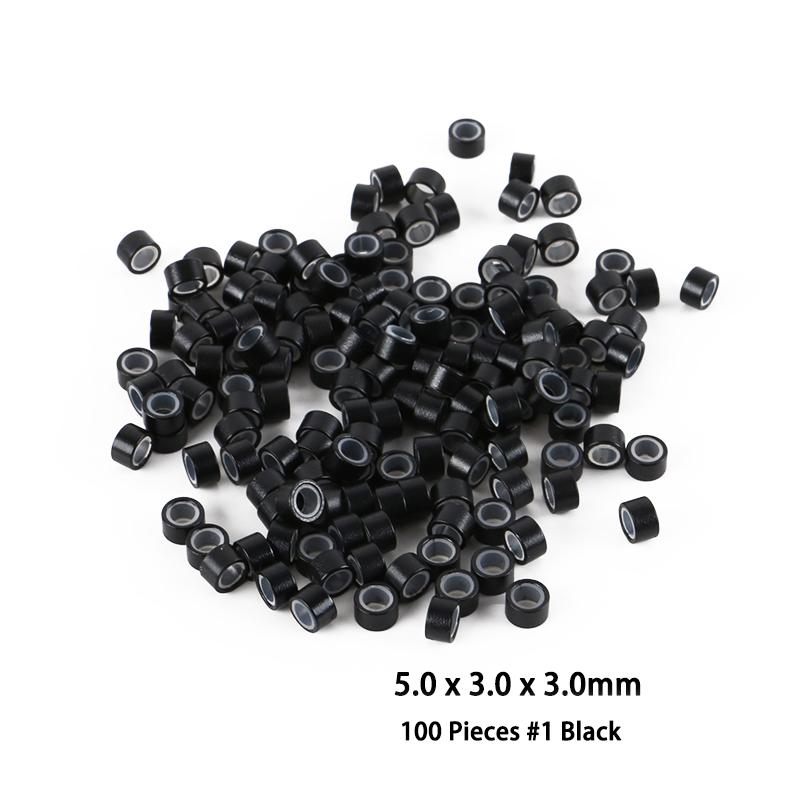 Set de clești pentru extensie de păr Instrumente, Clești pentru deschiderea aplicațiilor + ac de tragere + cleme + Micro margele căptușite de 5030 mm Negru