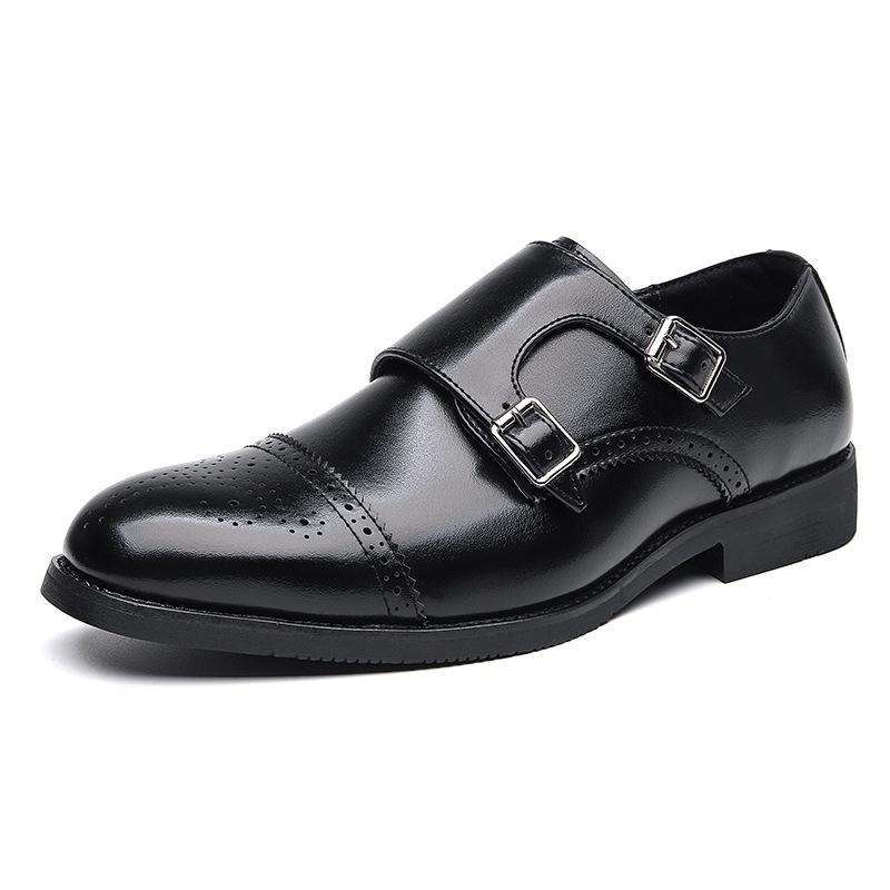 Large Size Brock Double Pin Buckle Leather Shoes Size 38-48 Nightclub British Casual Hairstylist Leather Sho