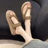 Flip-flops women summer wear new Internet celebrity fashion thick bottom stepping on shit feeling toe Roman sandals women's beach shoes