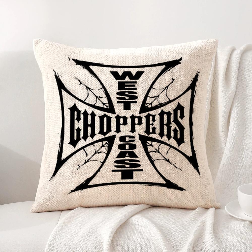 W-West Coast C-Choppers Cushion Cover Summer Coolness Linen Fabric Double-Sided Printing Pillow Case Sofa Home Decor Gift