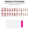 24PCS Glossy Press on Nails with Flower Decor Chip-Proof Smudge-Proof Fake Nails for Hot Girl Dress Matching