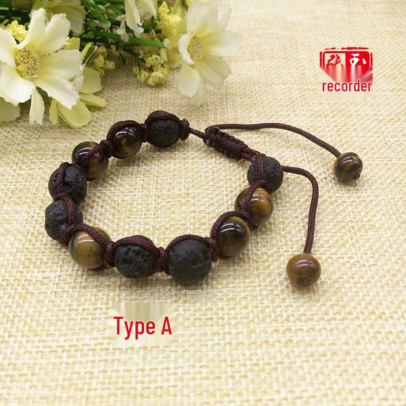 Hand-woven Tiger Eye  Black Agate Bracelet for Men and Women