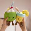 Entzückende Limonaden-Kokosnuss-Stofftiere Niedliches Zitronenwasser Weiches Plüschtier Cartoon-Puppe Heimdekoration Kawaii Tasche Anhänger Geburtstagsgeschenke