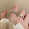 Fashionable Butterfly Zircon Open Ring Imitation Pearl Trendy Luxury Girl Finger Ring New Design Exquisite Ring Women's Jewelry