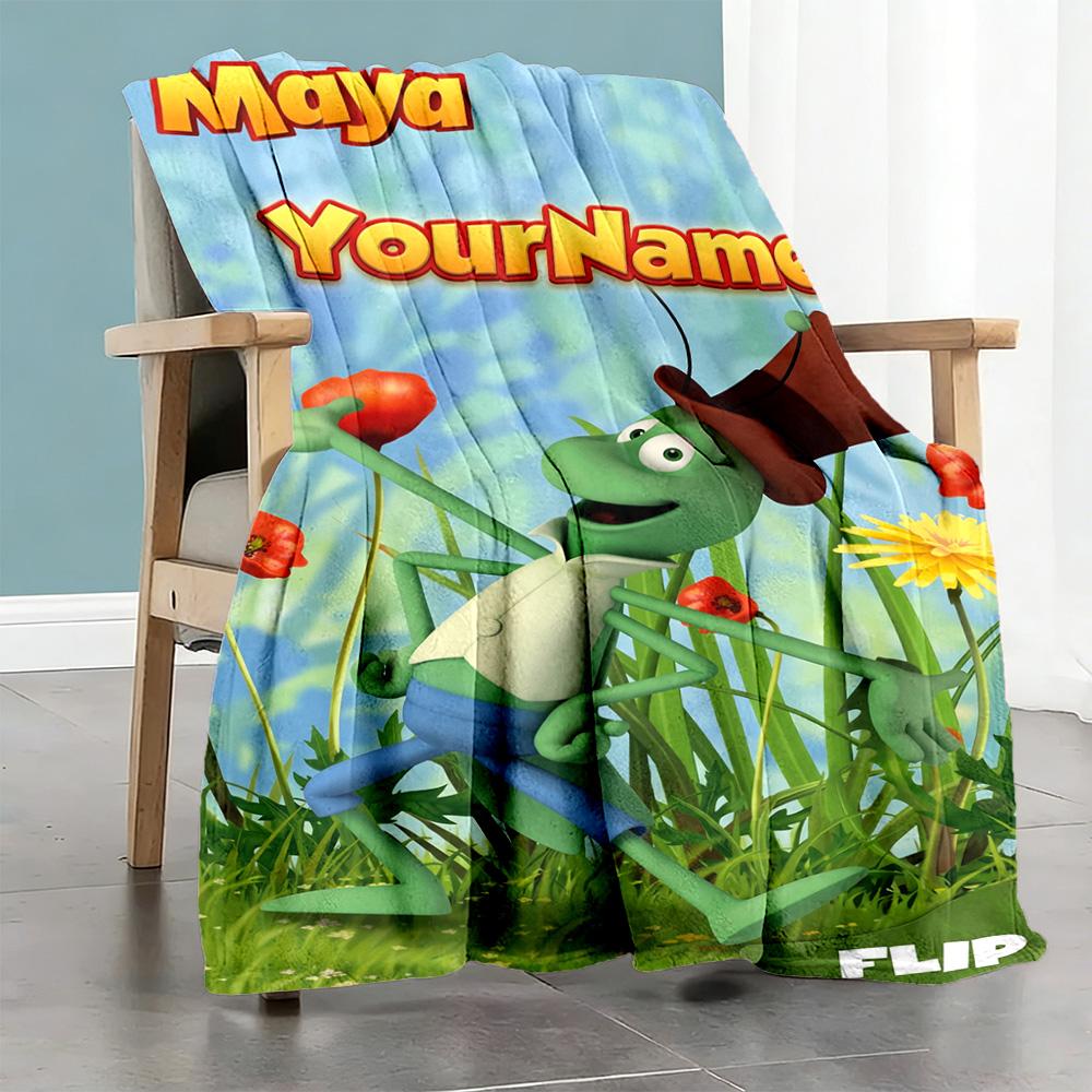 Biene Maja Customize Text Blanket Throw Customizable Blanket Ultra-Soft Versatile for Sofa Livingroom Bedding Chair Four Seasons Multipurpose
