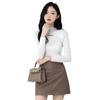 Hollow Out Inner Slim Fit Base Sweater for Women's Autumn and Winter Knitwear Top Semi High Neck Pullover Sweater