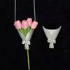 Creative Trendy Bouquet Wrapping Pendant Necklace for Women Small Flower Insertable Choker Fashion Clavicle Chain Jewelry Gift