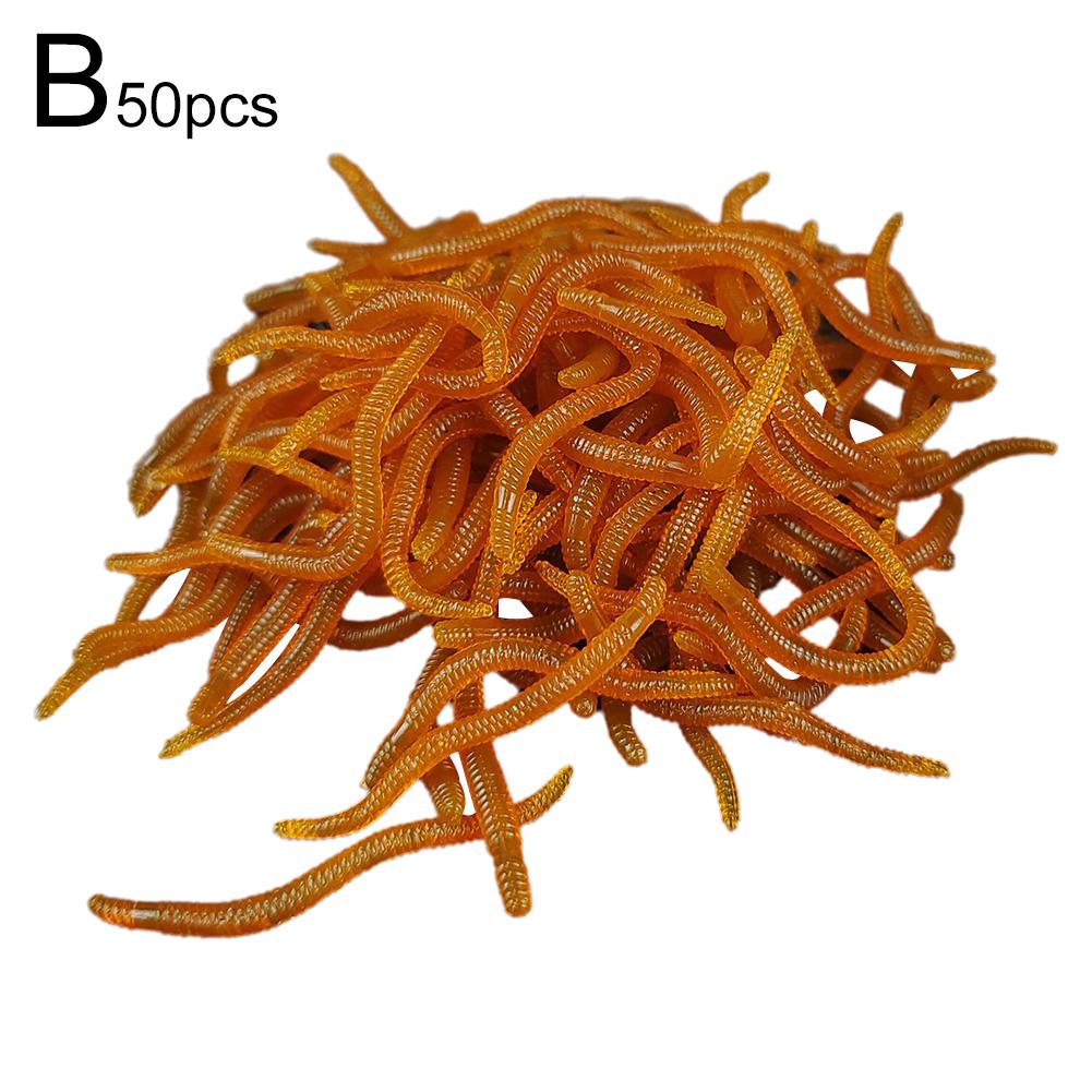 100/50PCS Fishing Lure Lifelike Fishy Smell Red Worms Soft Bait For Carp Bass Silicone Artificial Bait Fishing Accessories HOT