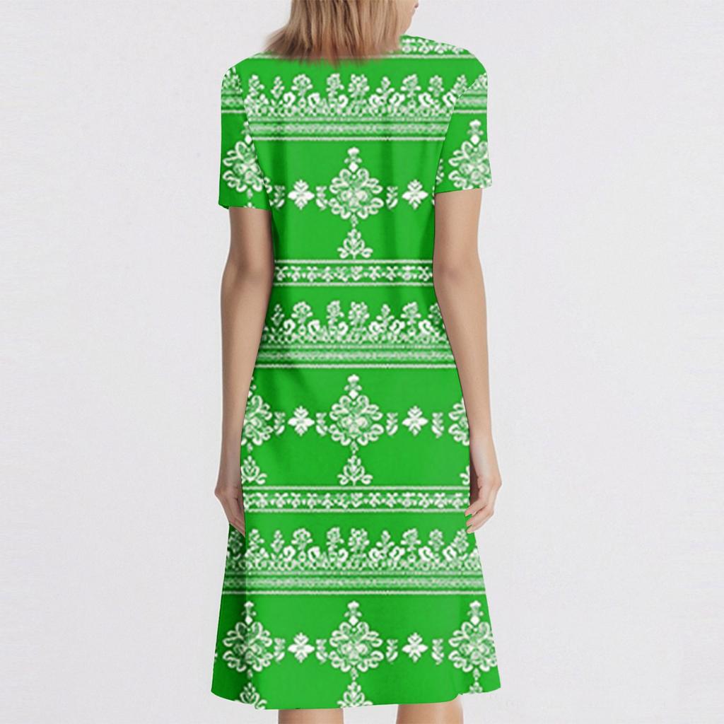 Women's Casual Short Sleeved Dress With Floral Print And Pocket Design And Pocket Design