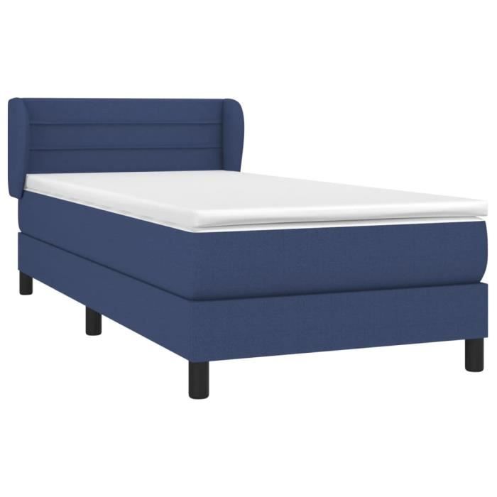 3126299 vidaXL Lit à sommier tapissier avec matelas Bleu 90x200 cm Tissu