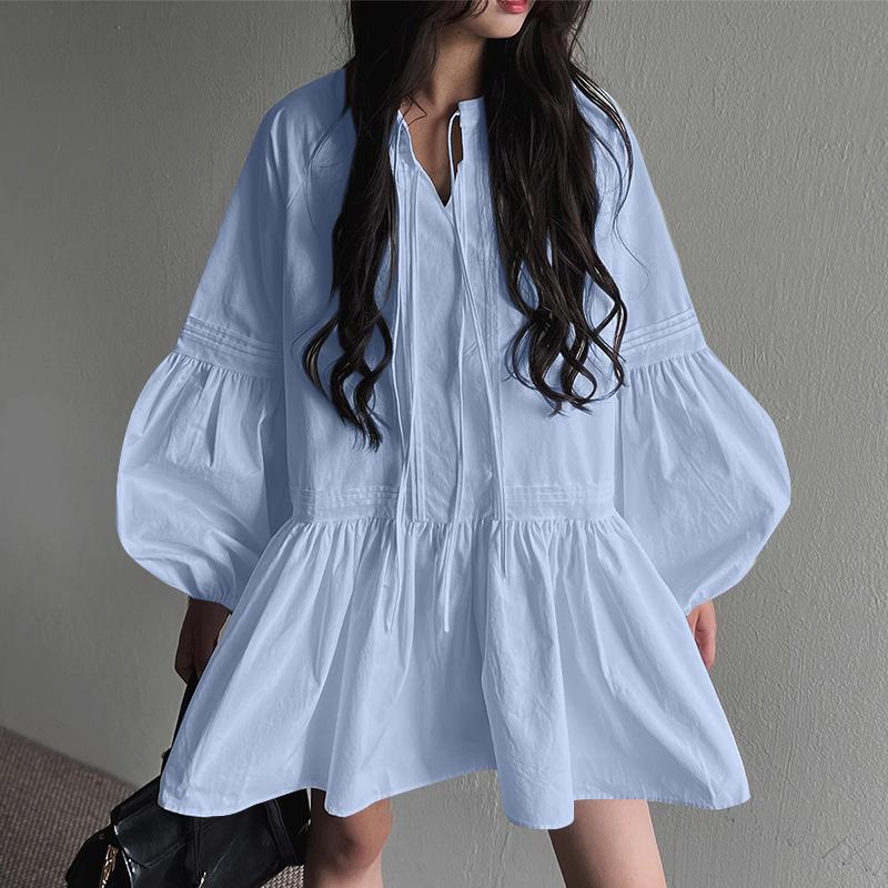 

ZANZEA Женские винтажные платья-фонарики с круглым вырезом и полосатым узором с длинным рукавом 2XL синий